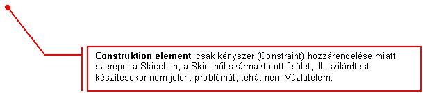 Line Callout 3 (Border and Accent Bar): Construktion element: csak knyszer (Constraint) hozzrendelse miatt szerepel a Skiccben, a Skiccbl szrmaztatott fellet, ill. szilrdtest ksztsekor nem jelent problmt, teht nem Vzlatelem.