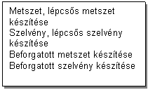 Text Box: Metszet, lpcss metszet ksztse 
Szelvny, lpcss szelvny  ksztse
Beforgatott metszet ksztse
Beforgatott szelvny ksztse
